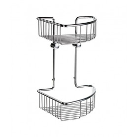 Dvojitá odkladacia polička rohová, mriežka SMEDBO Chróm lesklý