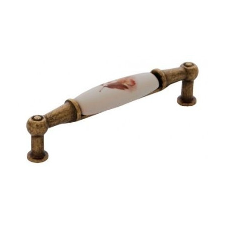 Furniture handle ALEXANDRA FLOWER - Patina on brass