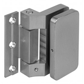 Glass door hinge UNIQUE R8 (vertical for wall) - Brushed stainless steel