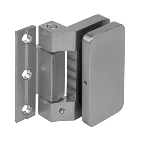 Glass door hinge UNIQUE R8 (vertical for wall) - Brushed stainless steel