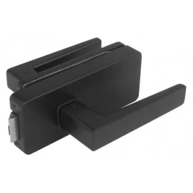 Zámok na sklenené dvere UNIQUE R8 + kľučka ERICA - Čierna matná