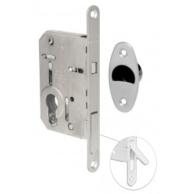 Lock for sliding door AGB SCIVOLA TRE CLASS - WAVE - Matt chrome