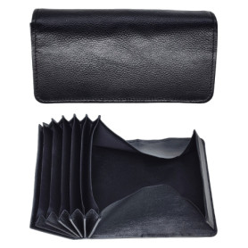 Leather waiter wallet with French coin pocket