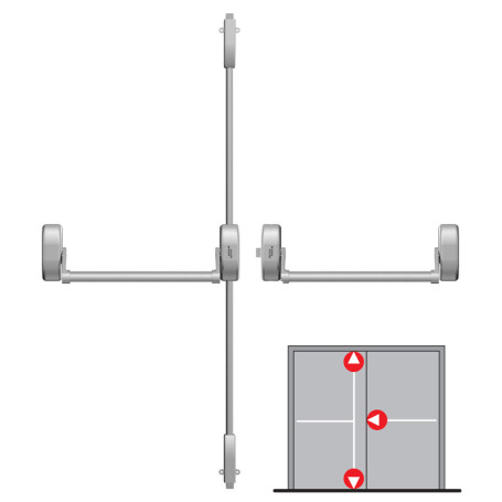 Panic hardware for double-leaf doors with 3-point latching DORMAKABA PHA 2000