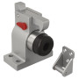 Industrial door stop with spring and hook
