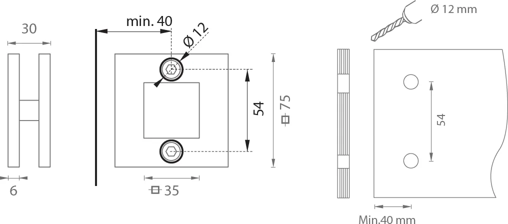 Shell for glass sliding door JNF IN.16.529.A