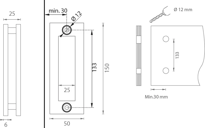 Kagylókilincs üveg tolóajtóhoz szögletes JNF IN.16.530