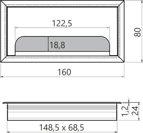 Prechodka na kábel do nábytku 160 x 80 mm